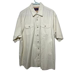 Wrangler Mens Shirt Sz XL Creamish Light Yellow Button Down Short Sleeves Shirt